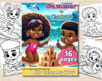 Summer in Color: Printable Fun-Filled Coloring Book for Black Kids