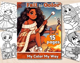 Fall in Color: A Cozy Autumn Coloring Book, Black girl coloring books, Printable