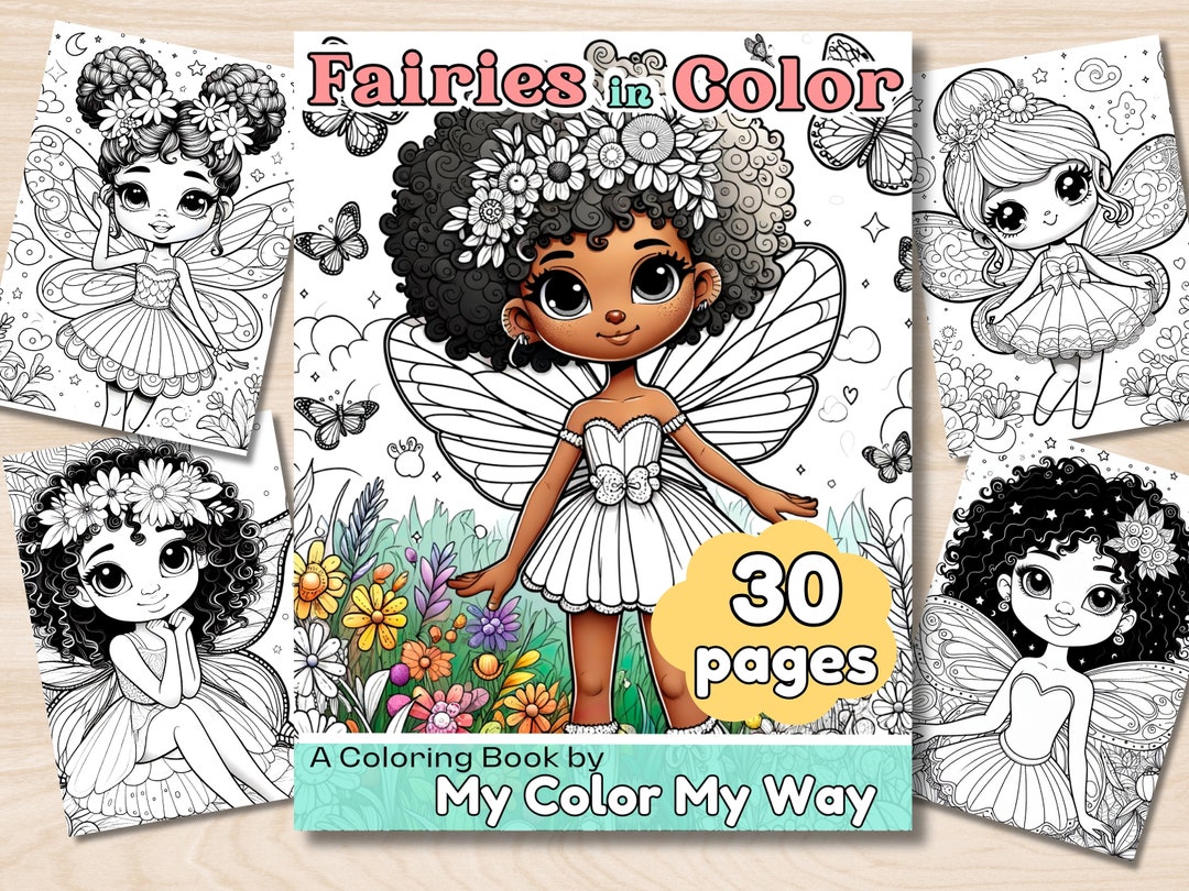 Fairies in Color: Magical Black Fairies, Printable Black Kids Coloring ...