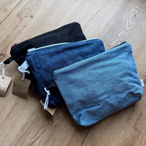 Denim Upcycled Zipper Pouch