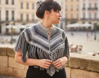 Patrón Capa Crochet Mujer, Chaleco Ganchillo Fácil 1 Ovillo, Tutorial Paso a Paso Español, Diseño Elegante, Capa Mencía