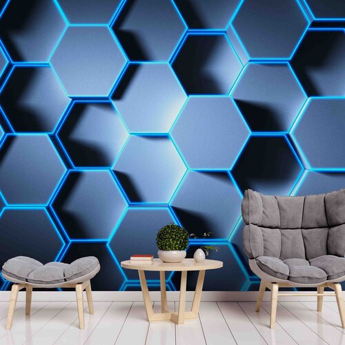 3D Geometric Shapes Wallpaper Mural Peel&stick Abstract Etsy