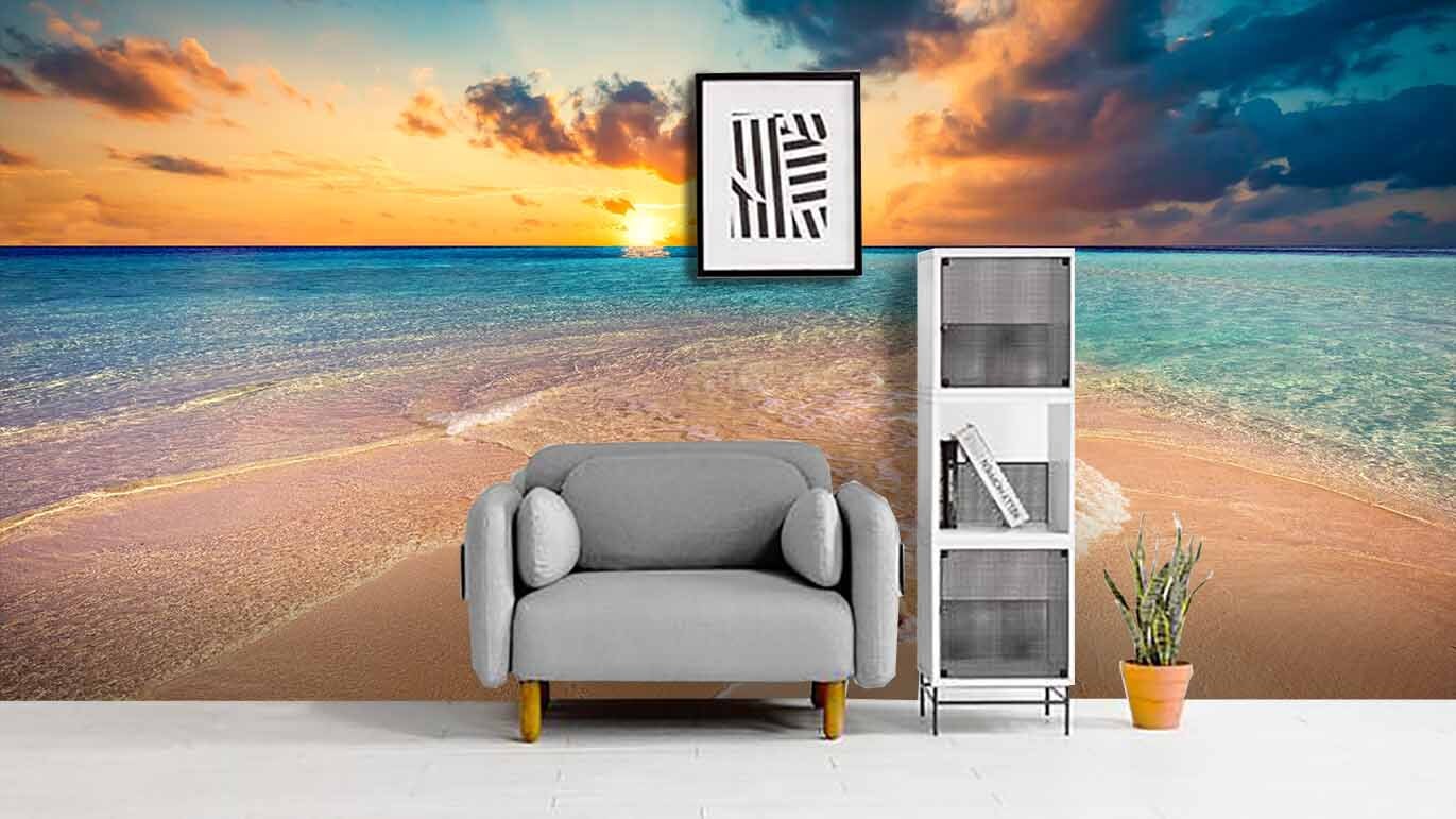 3D Sunset Wall Art Beach Wallpaper Living Room Wall Decor Etsy