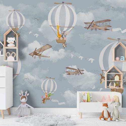 3D Fire Balloon Wall Art Airplane Wallpaper Kids Room Wall - Etsy 3D Fire Balloon Wall Art Airplane Wallpaper Kids Room Wall - Etsy