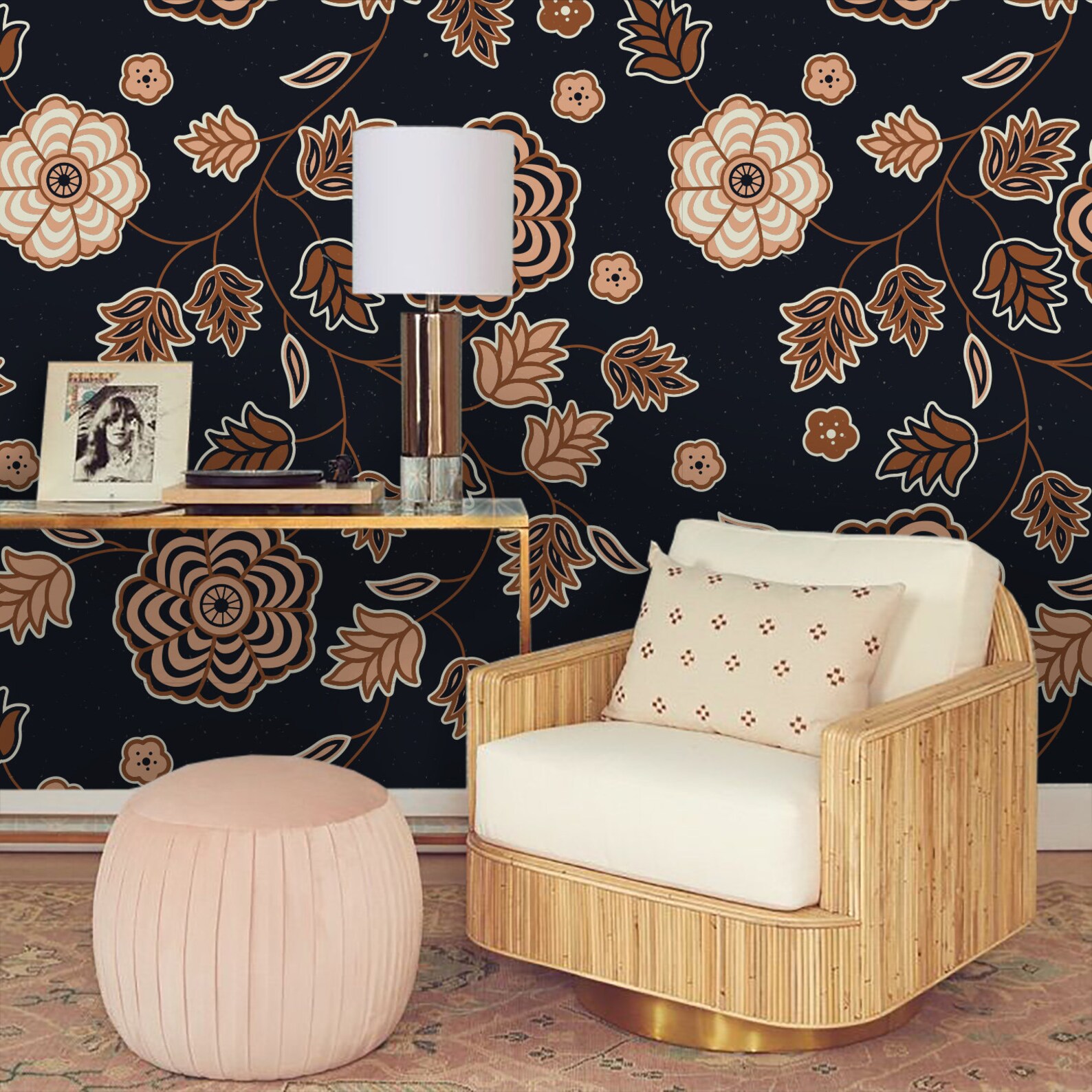 3D Flower Brown Wallpaper Mural Peel and Stick Wallpaper | Etsy