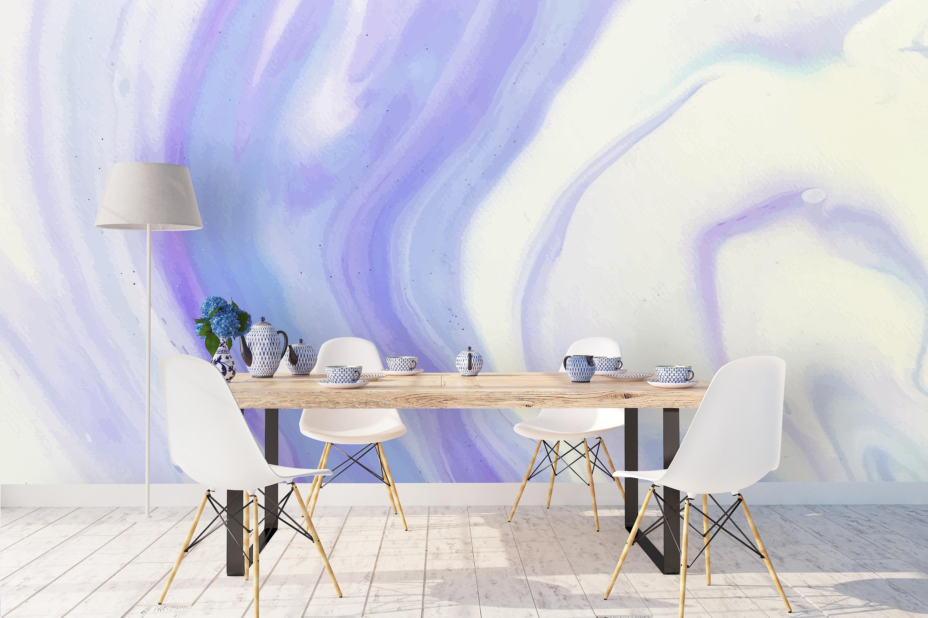 3D Abstract Purple Wallpaper Mural Peel and Stick Wallpaper Etsy