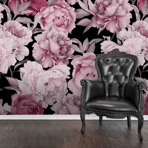 3D Watercolor Pink Peony Wallpaper Mural Peel and Stick - Etsy