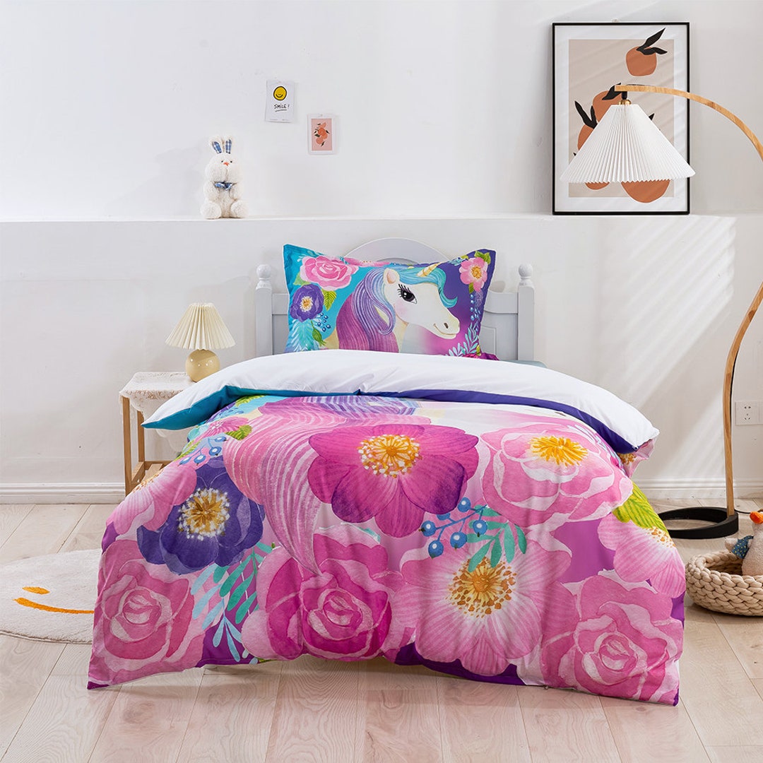 3D Unicorn Duvet Covers Set Animal Quilt Cover Pink Bedding - Etsy