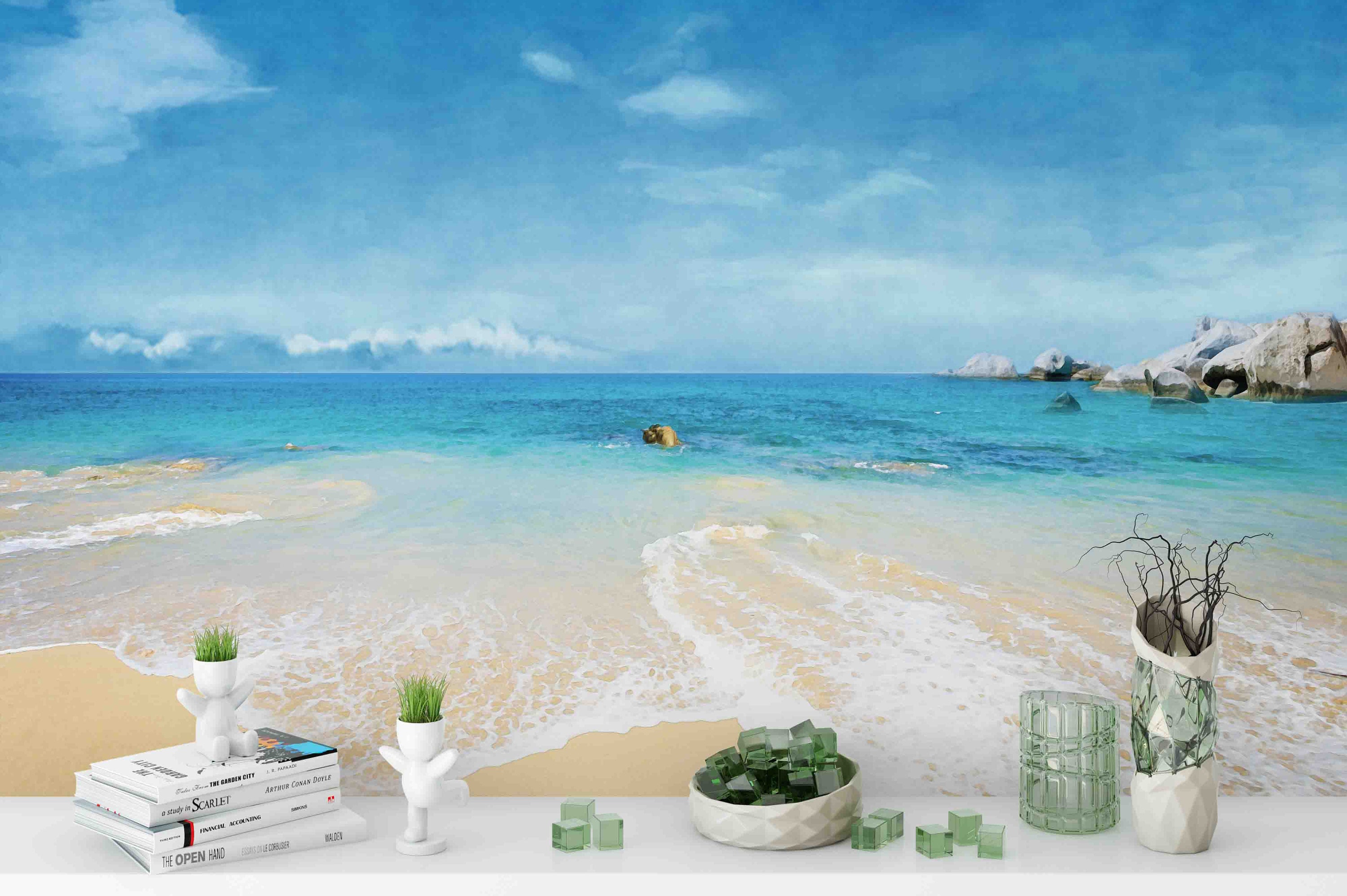 3D Sea Wall Art Beach Wallpaper Living Room Wall Decor Blue Etsy