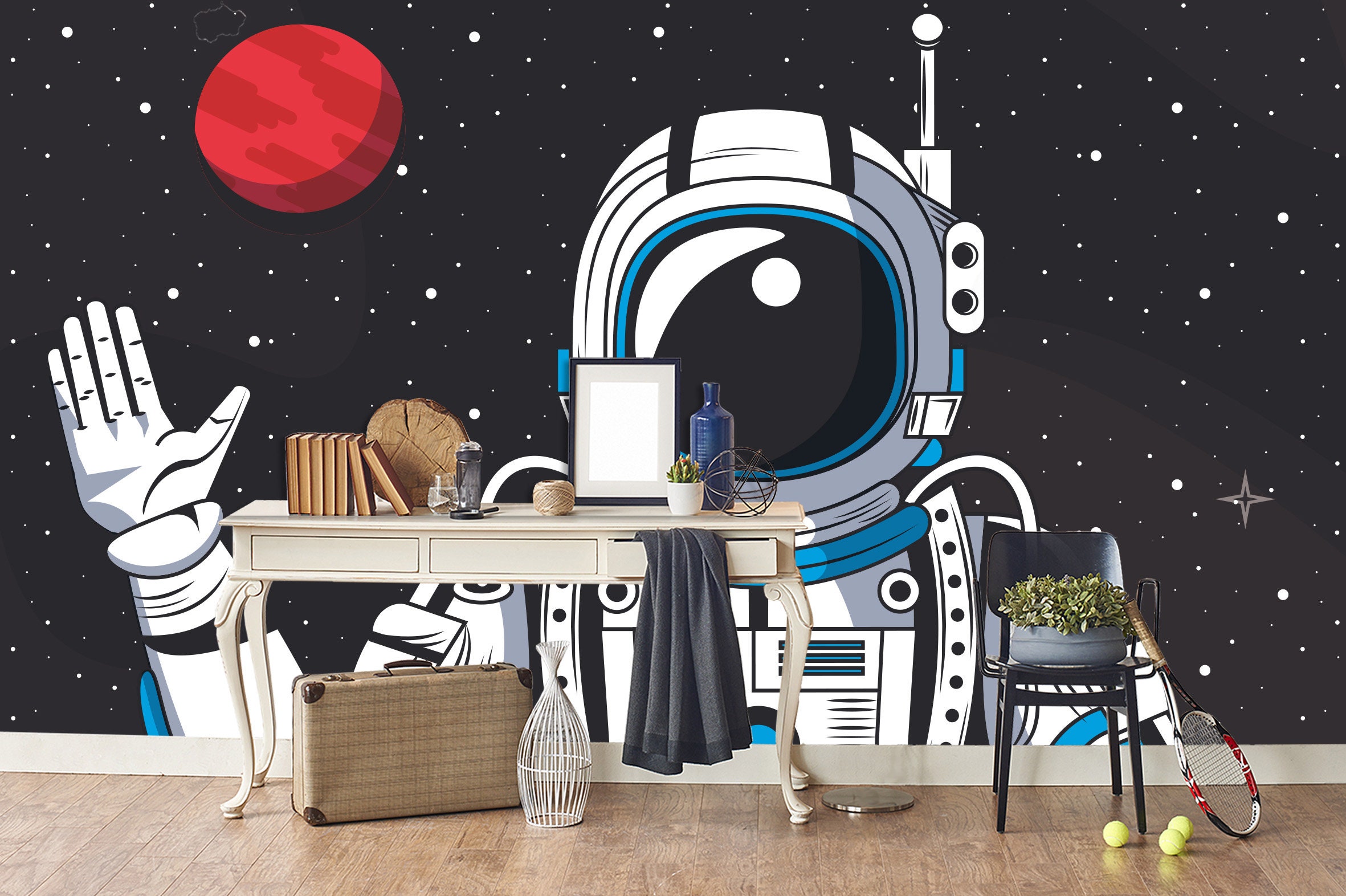 3D Astronaut Wall Art Space Wallpaper Living Room Wall Etsy Australia