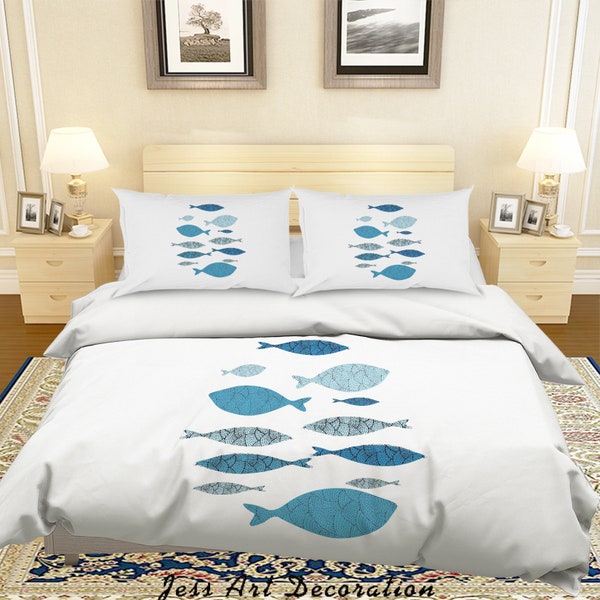 Duvet Cover Sets 3pcs Flying Fish 3D Animal Print Bedding Set Microfiber Bedclothes