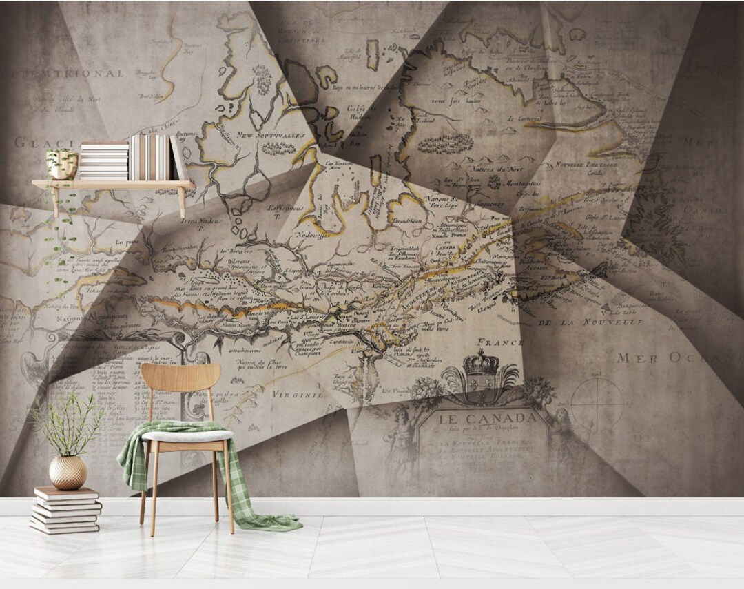 3D Kraft Paper Map Bump Crease Wallpaper Mural Peel and Stick Etsy