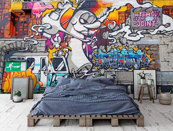 3D Colorful Graffiti Self-adhesive Removable Wallpaper Murals Wall Sticker FC 3D Colorful Graffiti Self-adhesive Removable Wallpaper Murals Wall Sticker FC
