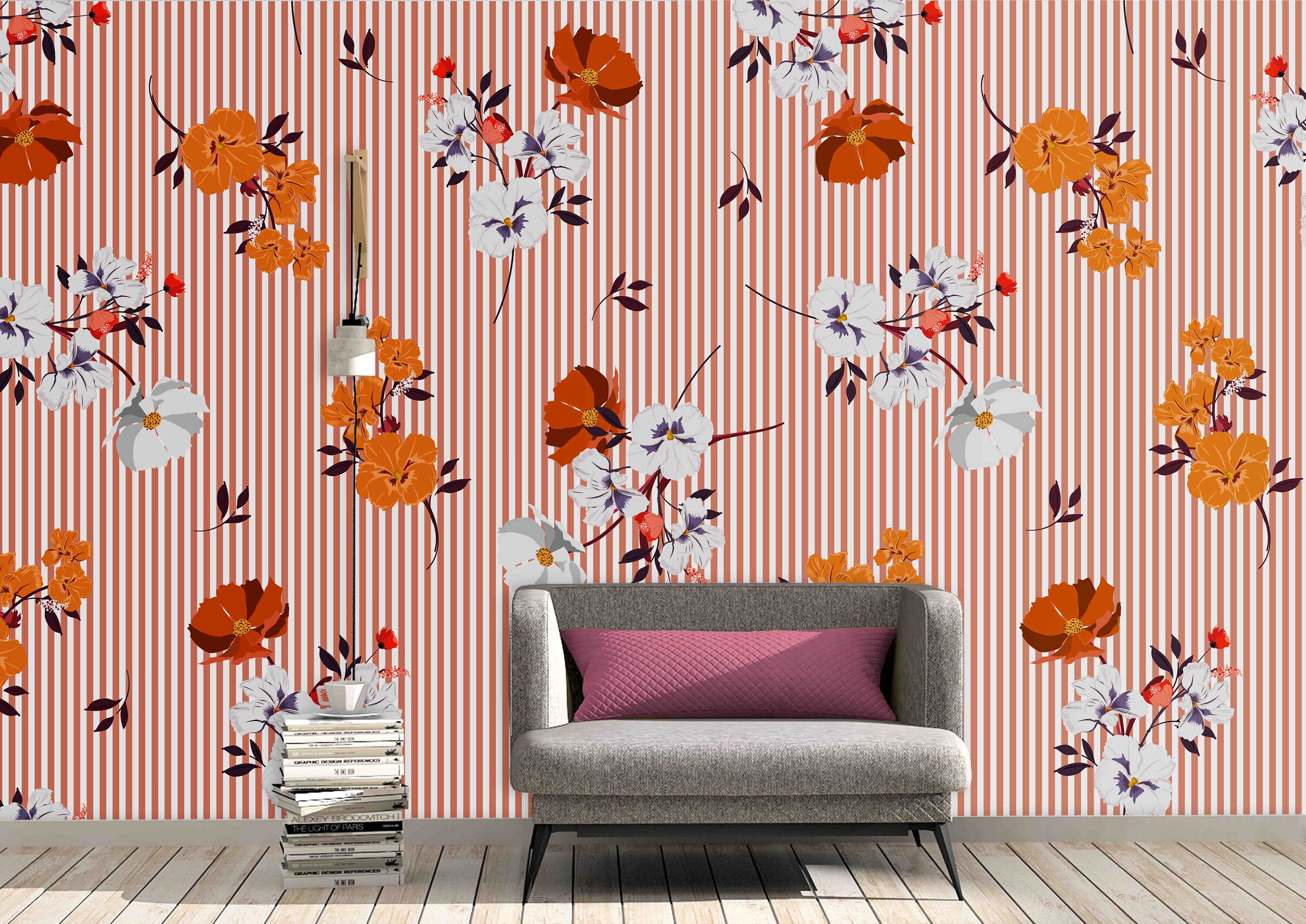 3D Dark Flowers Self-adhesive Removable Wallpaper Murals Wall Sticker FC