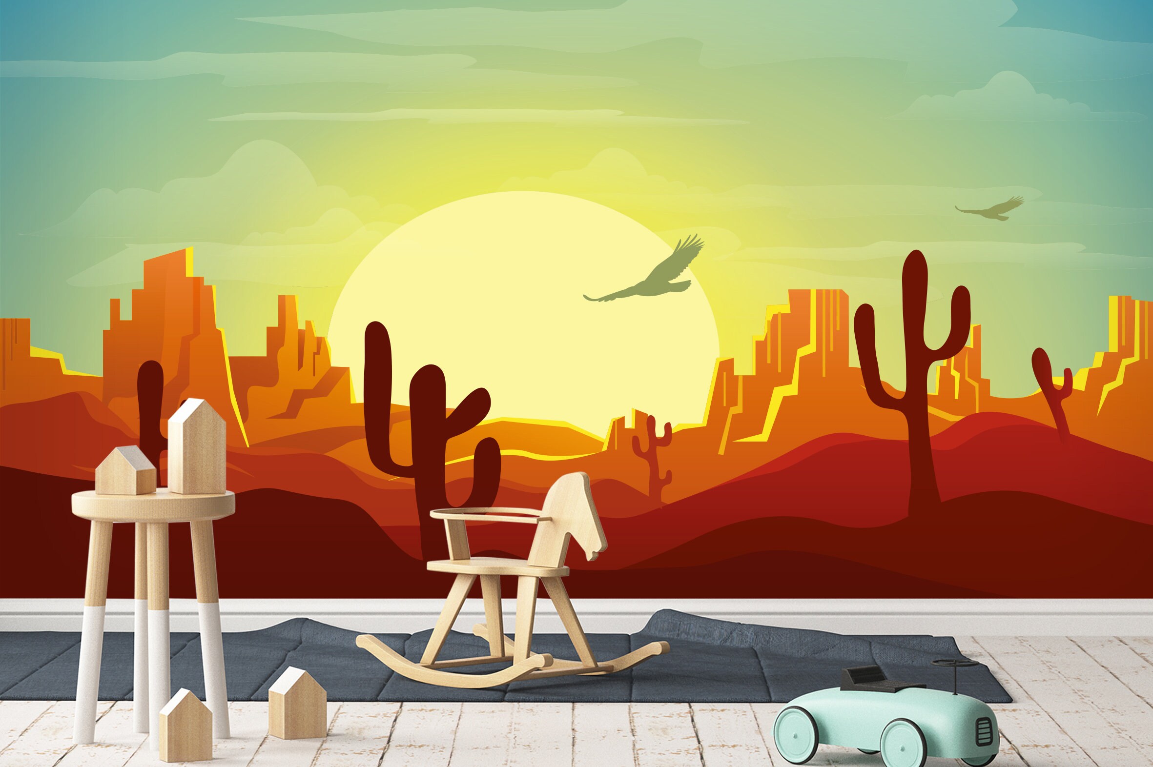 3D Desert Sunset Wallpaper Mural Peel and Stick Wallpaper - Etsy Australia