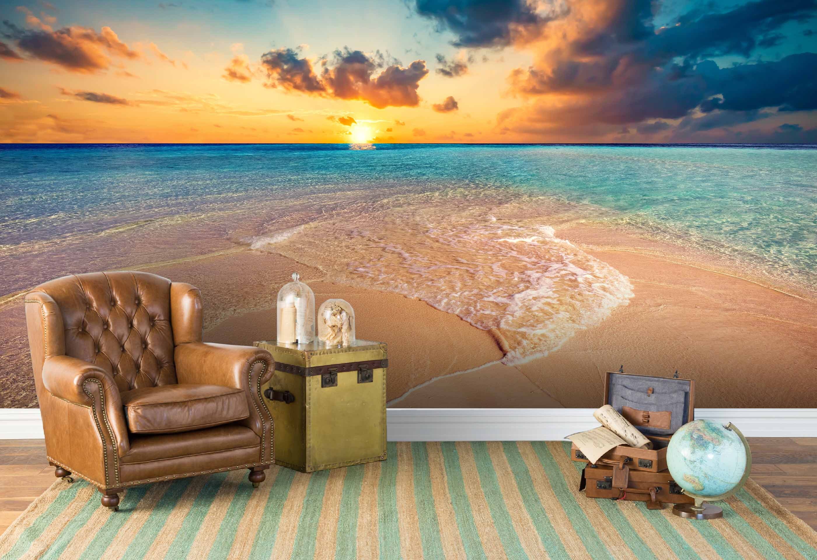 3D Sunset Wall Art Beach Wallpaper Living Room Wall Decor Etsy