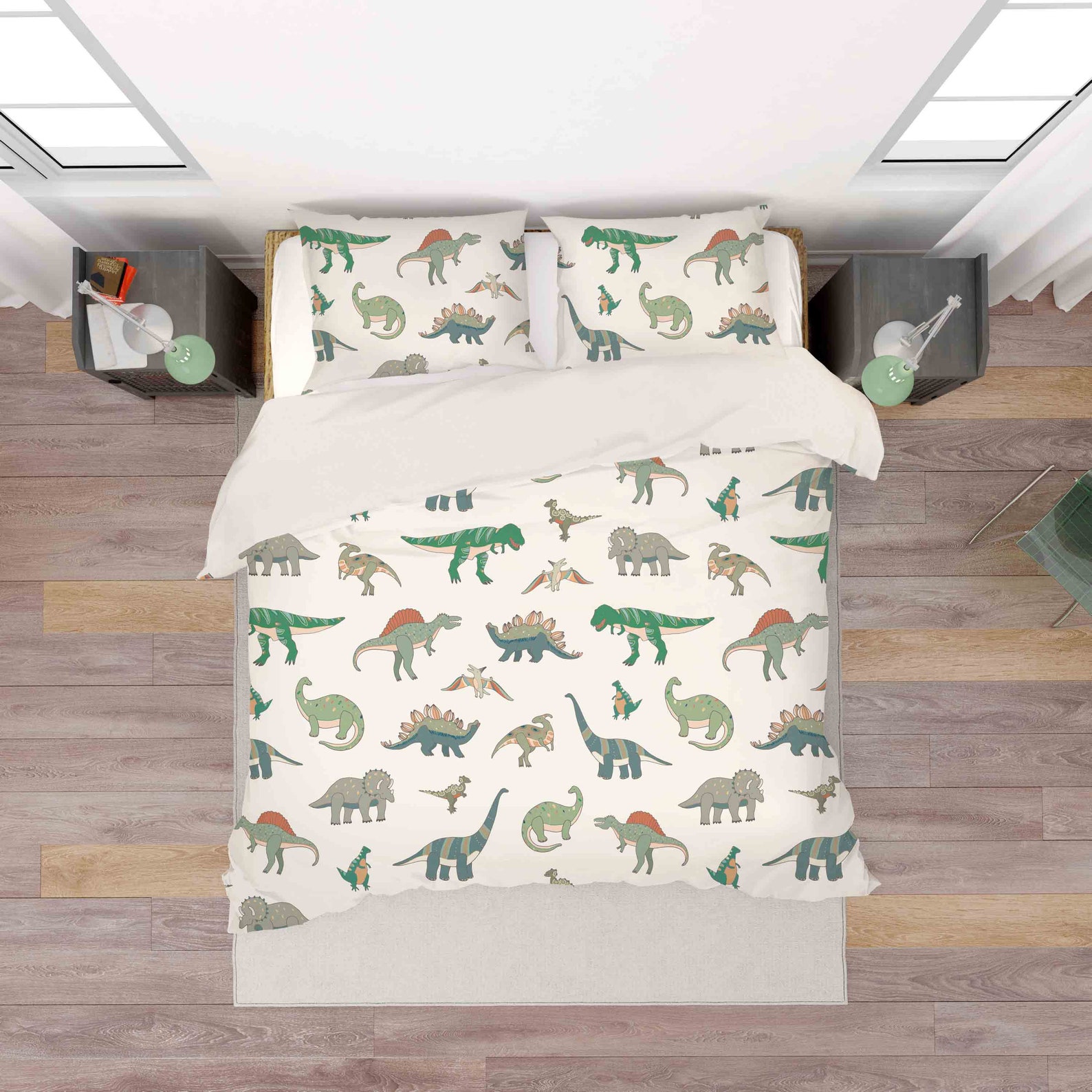 Dinosaur White Duvet Cover Sets Pillowcases Bedding Quilt Etsy