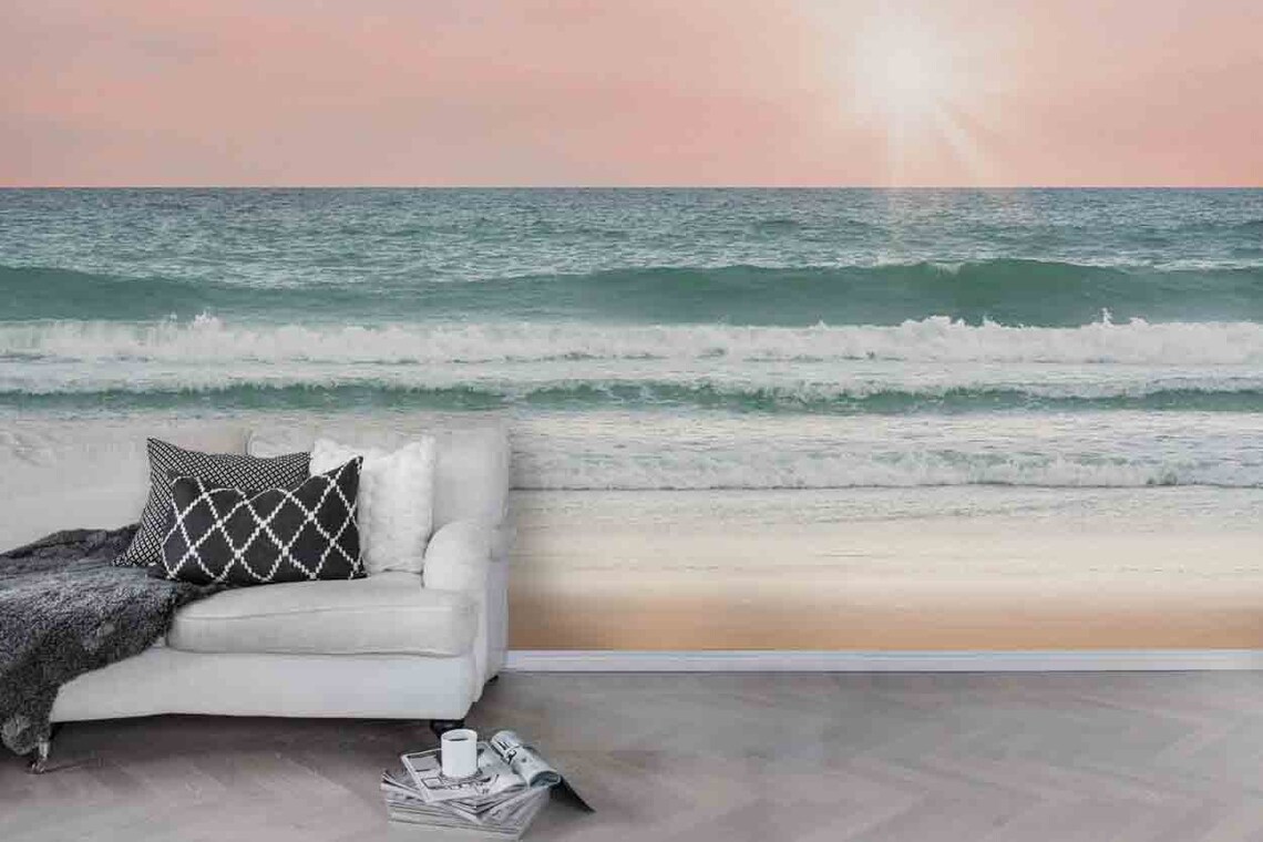 3D Sunset Seascape Wallpaper Mural Peel and Stick Wallpaper | Etsy