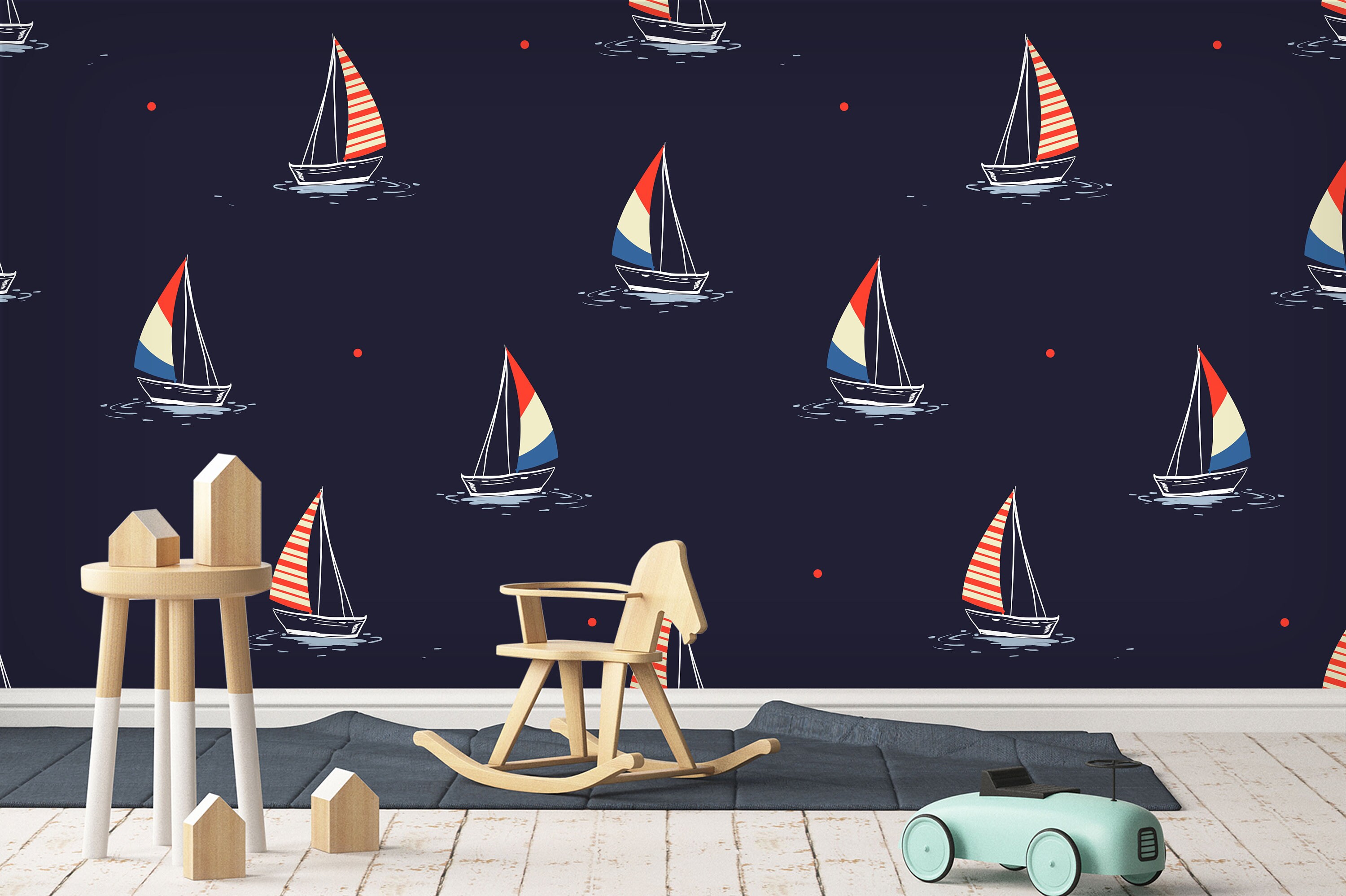 3D Sailboat Pattern Wallpaper Mural Peel and Stick Wallpaper | Etsy