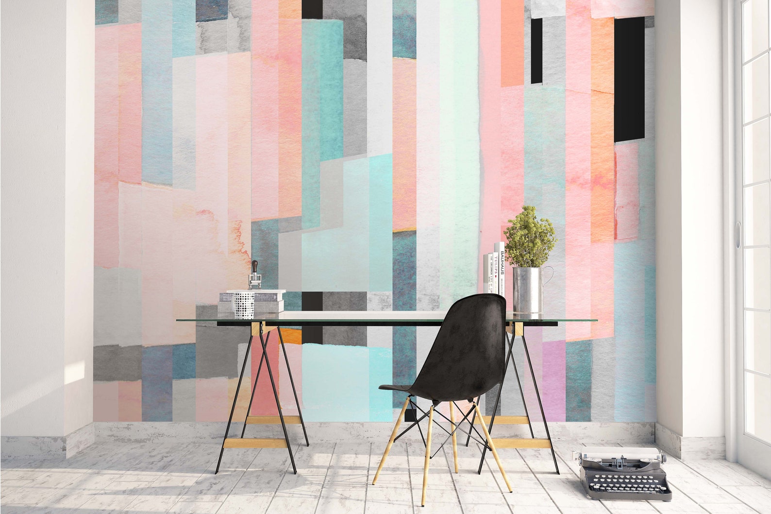 3D Pink Blue Stripe Wallpaper Mural Peel and Stick Wallpaper - Etsy