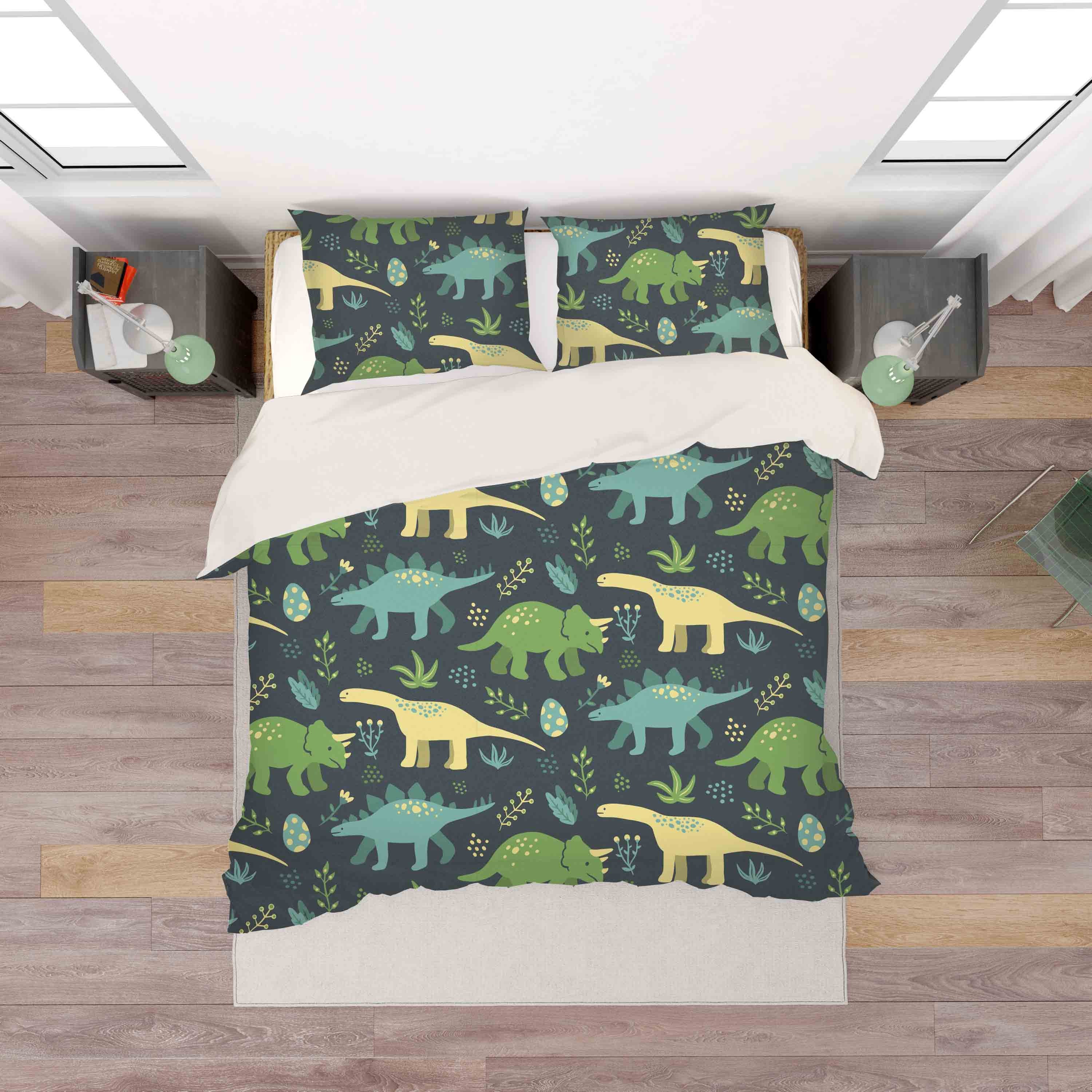 green dinosaur bedding