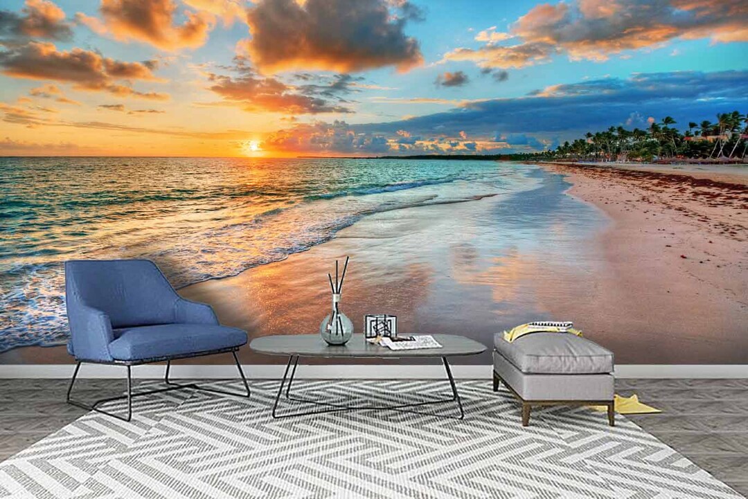 3D Sunset Wall Art Beach Wallpaper Living Room Wall Decor Etsy