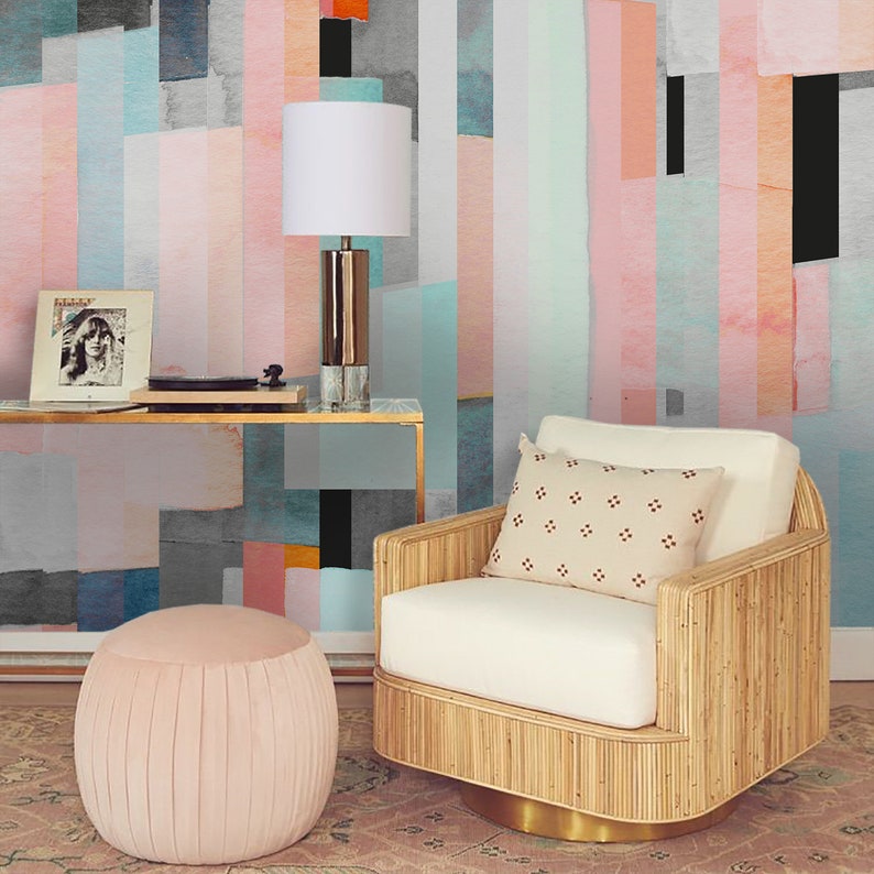 3D Pink Blue Stripe Wallpaper Mural Peel and Stick Wallpaper - Etsy
