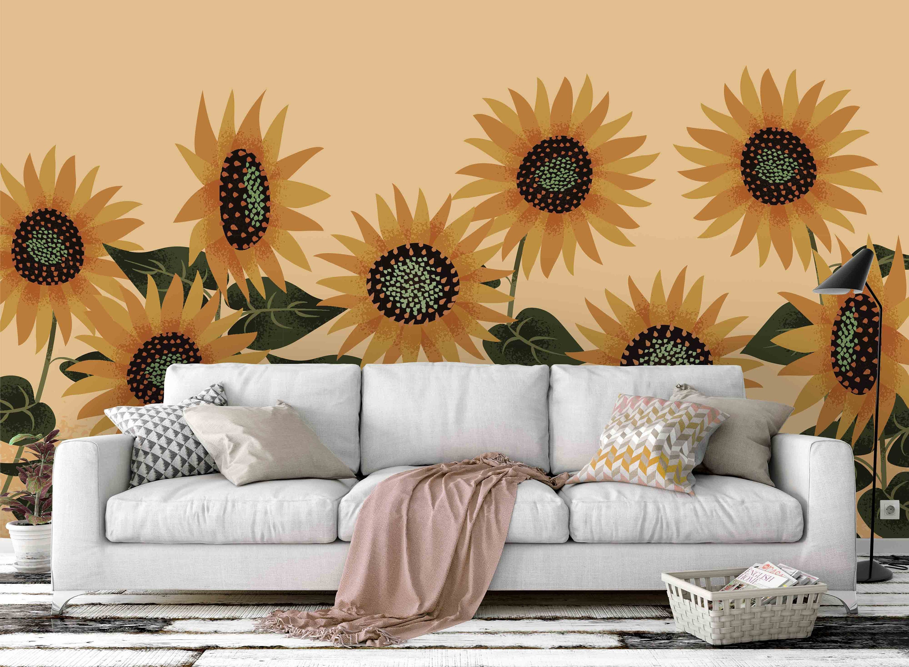 3D Nature Sunflowers Wallpaper Mural Peel and Stick Wallpaper | Etsy