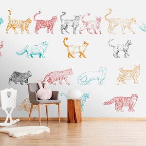 3D Colorful Cats Wallpaper Mural Peel and Stick Wallpaper - Etsy