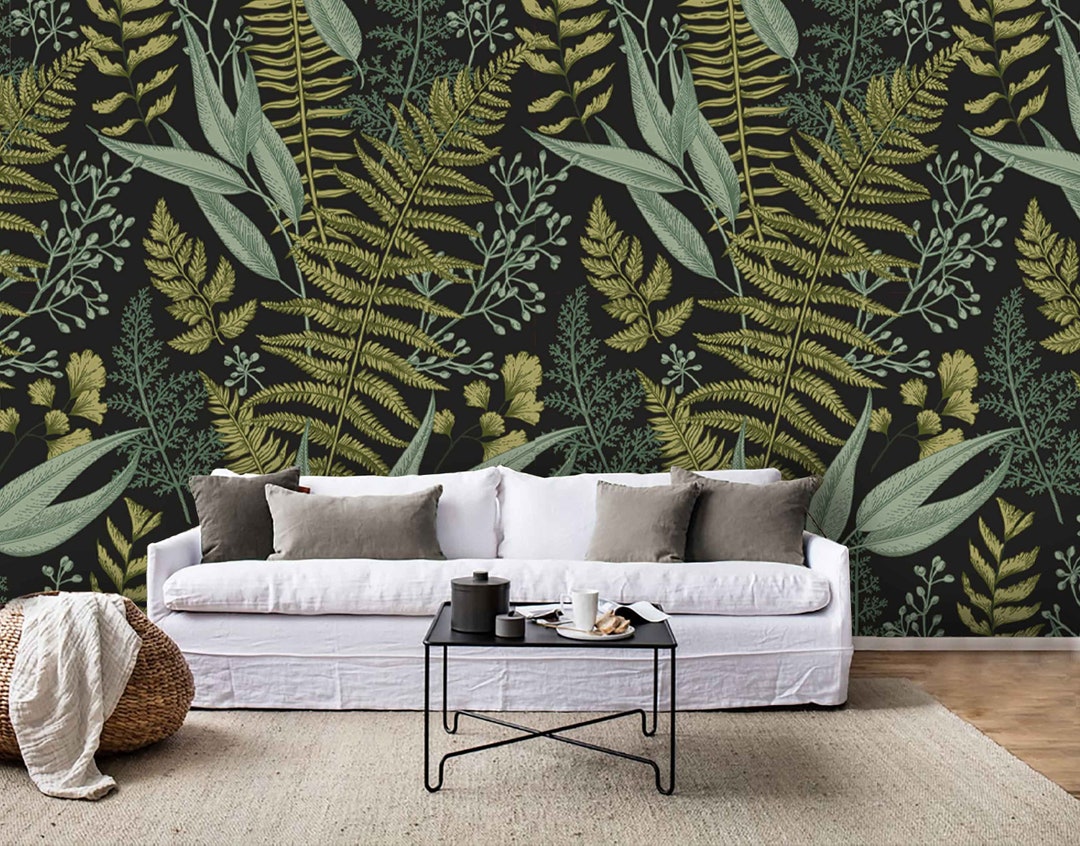 3D Dark Green Tropical Leaves Wallpaper Mural Peel and Stick - Etsy