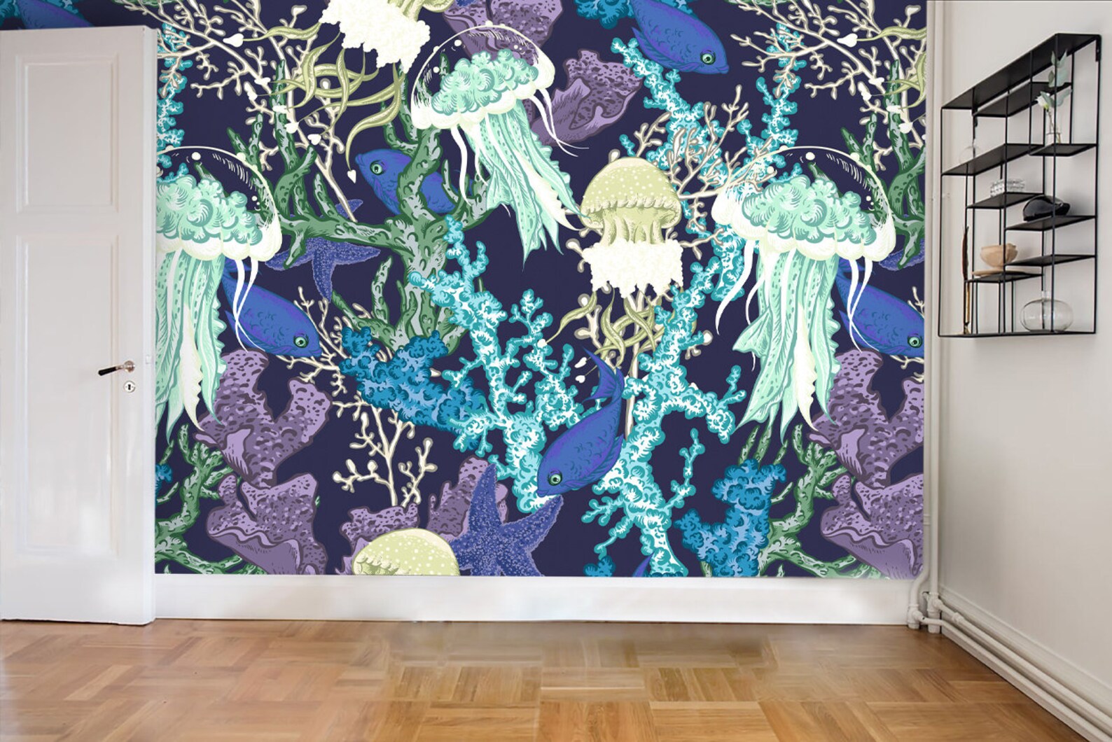 3D Marine Life Jellyfish Wallpaper Mural Peel and Stick - Etsy
