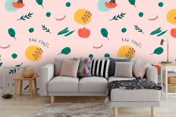 3D Food Pattern Wallpaper Mural Peel and Stick Wallpaper | Etsy