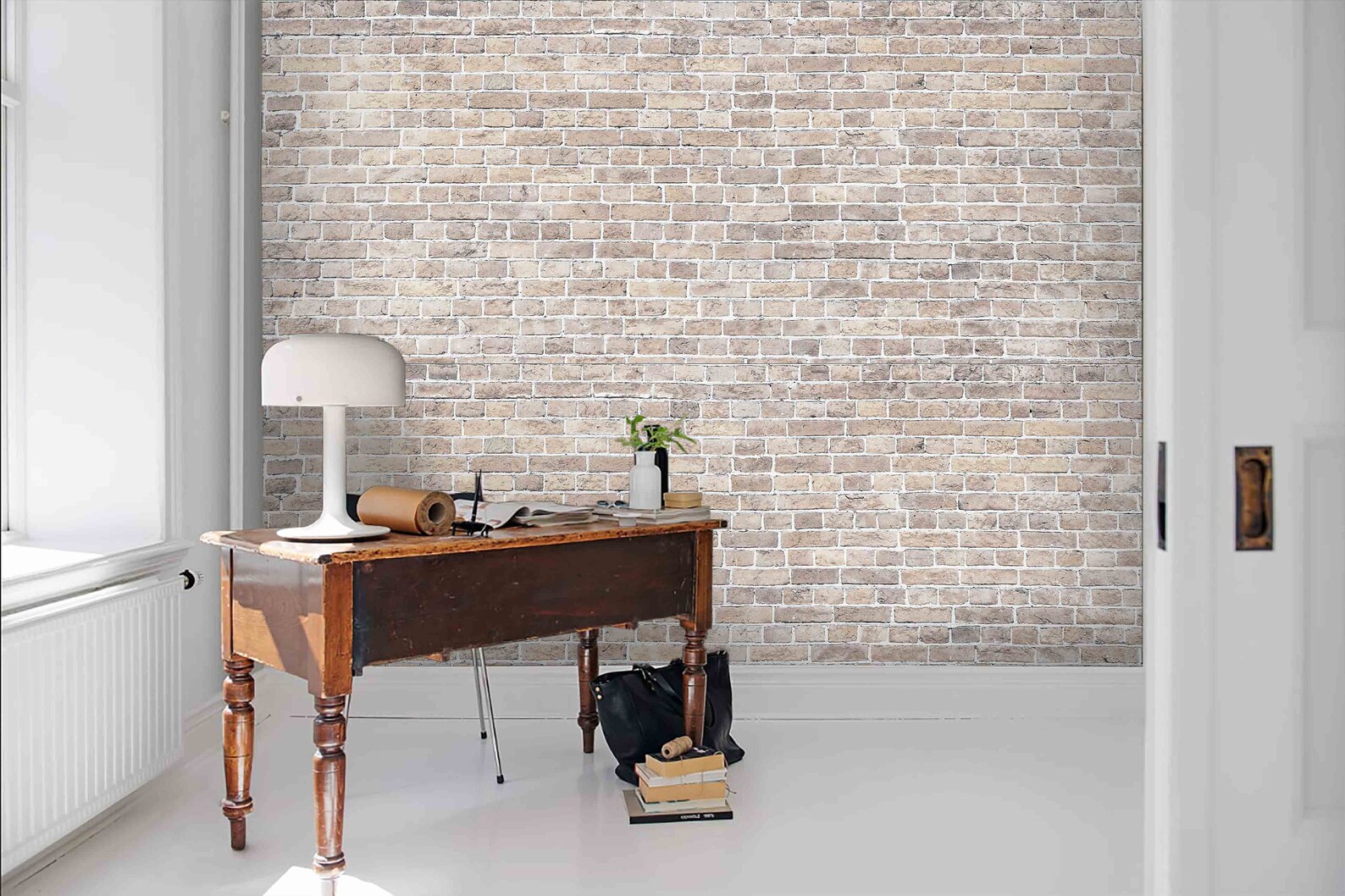 3D Retro Light Grey Brick Effect Wallpaper Mural Peel and Etsy