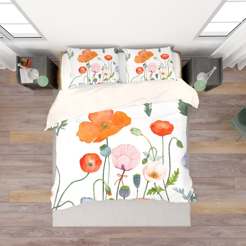 Poppy Flowers Dovet Cover Sets Pillowcases Bedding Quilt Etsy