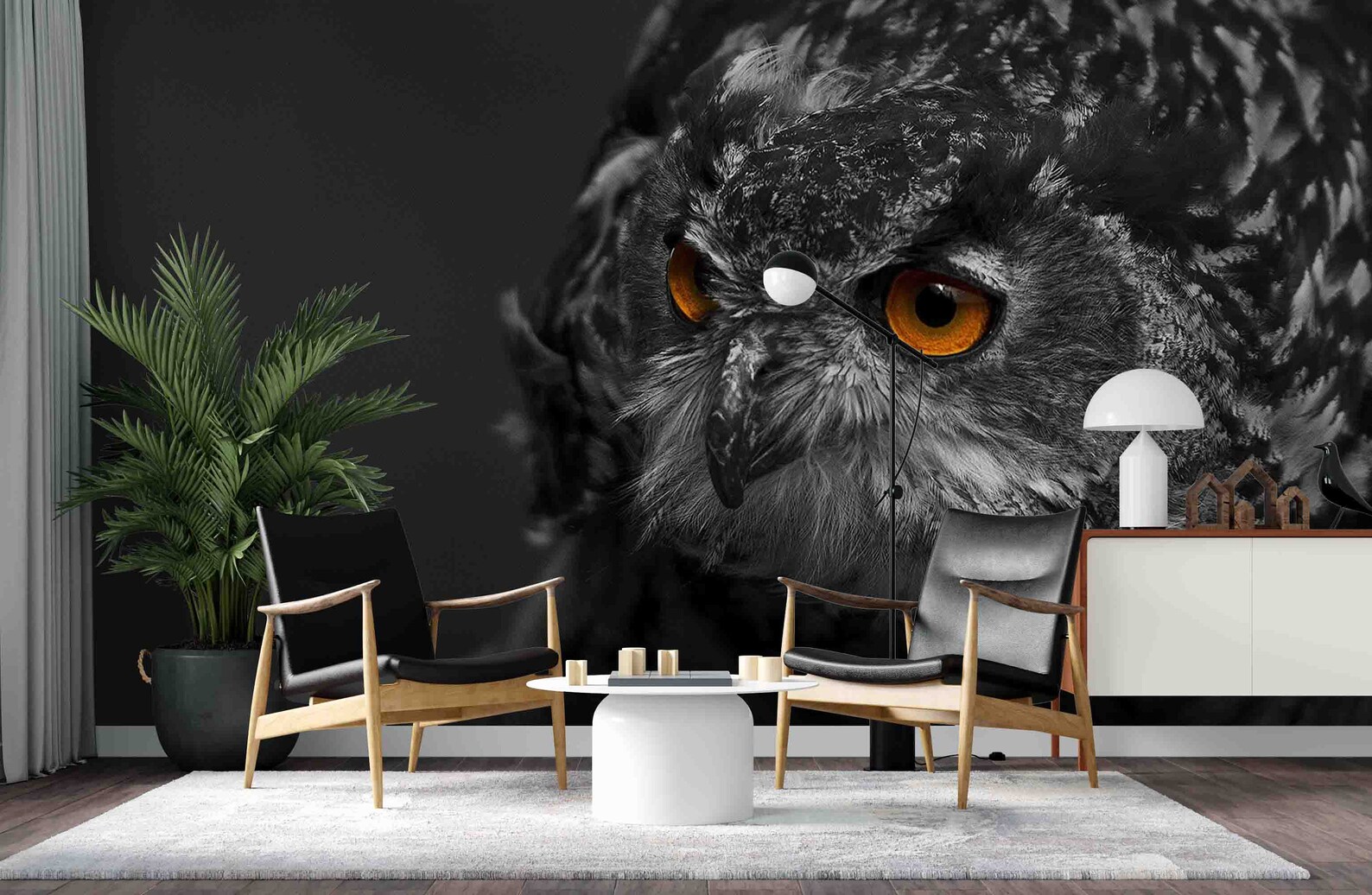 3D Black Owl Wallpaper Mural Peel and Stick Wallpaper | Etsy
