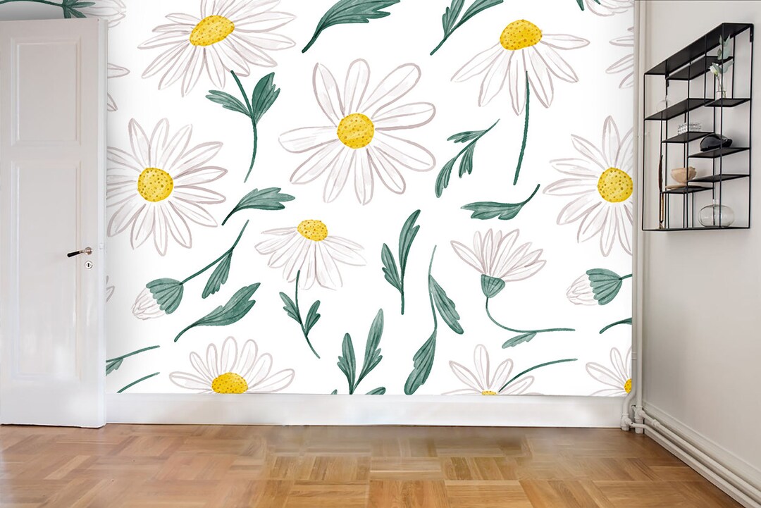 3D Flowers White Daisy Wallpaper Mural Peel and Stick - Etsy