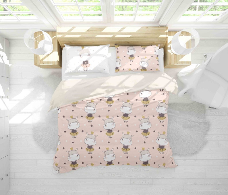 Little Girl Hippo Dovet Cover Sets Pillowcases Bedding Etsy