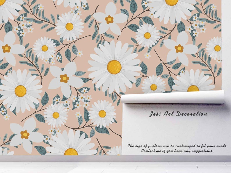 3D Daisy Flower Mural Peel and Stick Wallpaper Removable Wall - Etsy