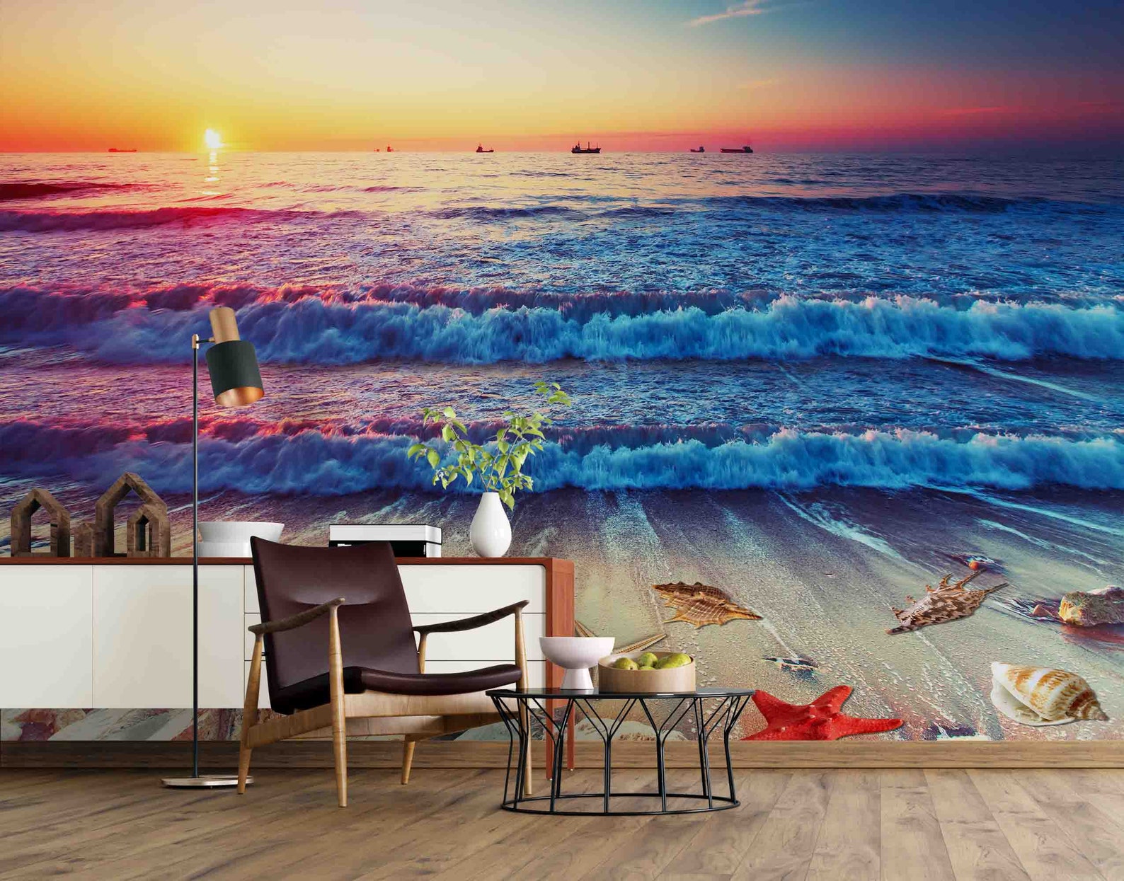 3D Sunset Ocean Wallpaper Mural Peel and Stick Wallpaper - Etsy