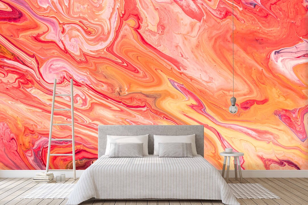 3D Abstract Space Red Wallpaper Mural Peel and Stick Wallpaper Etsy