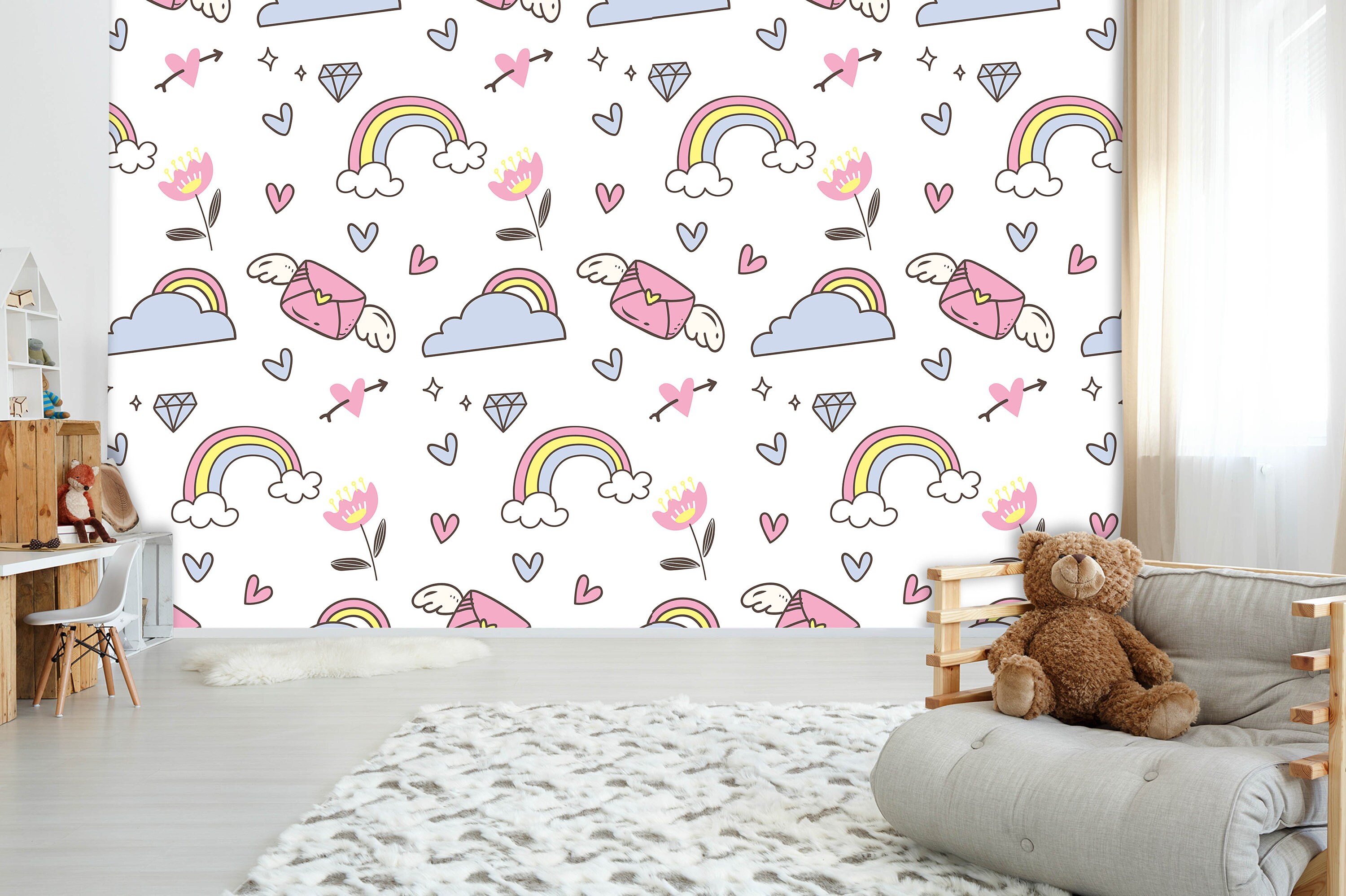 3D Rainbow Pattern Wallpaper Mural Peel and Stick Wallpaper | Etsy