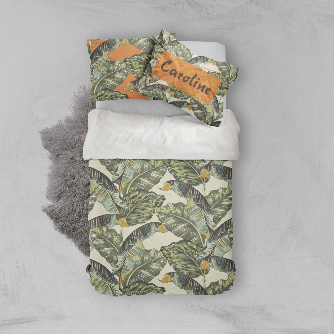 Tropical Leaves Duvet Cover Sets Pillowcases Bedding Quilt Etsy