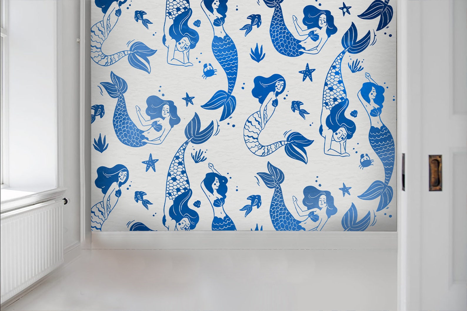 3D Mermaid Pattern Wallpaper Mural Peel and Stick Wallpaper | Etsy