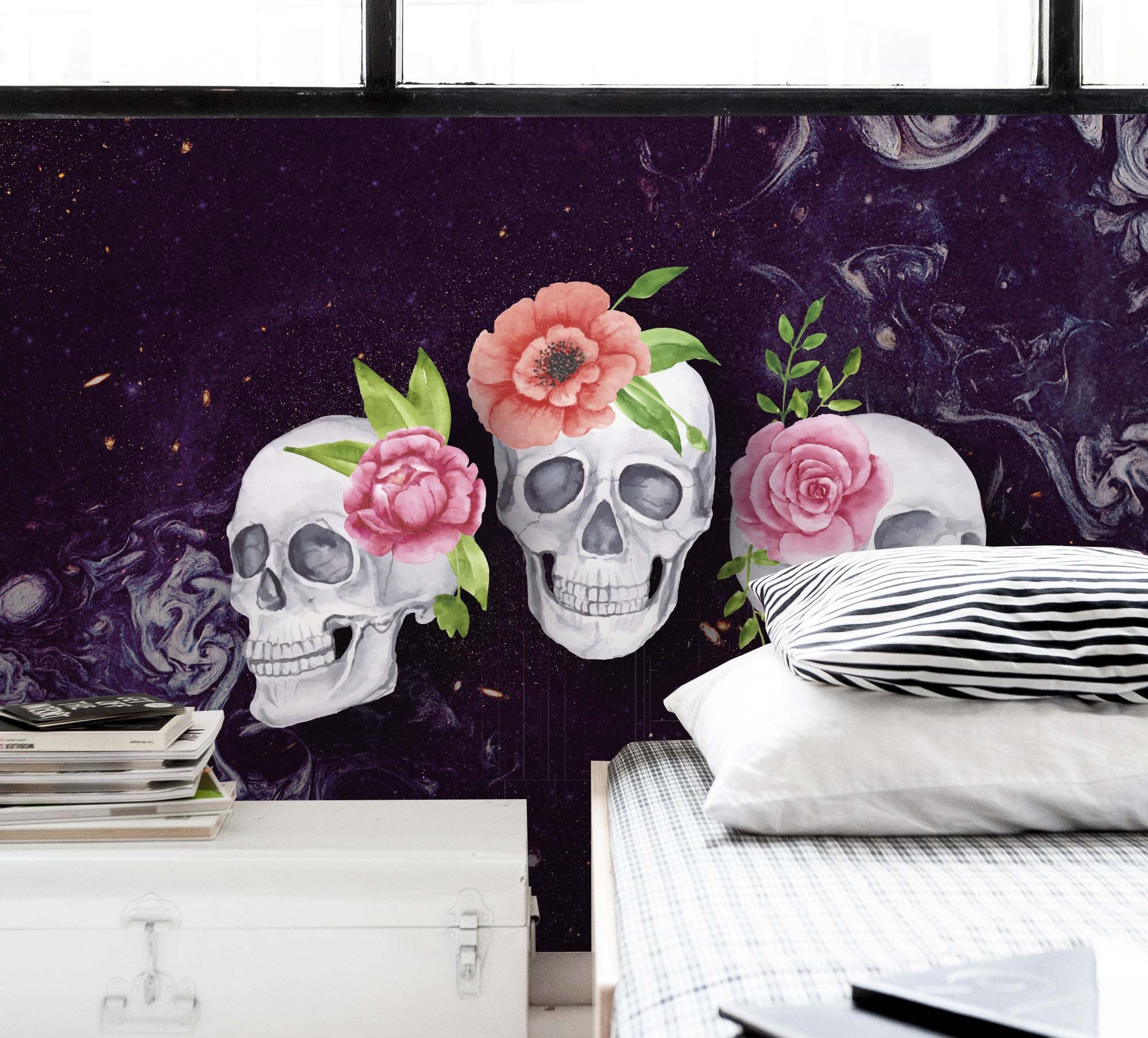 3D Multi-color Flowers Wallpaper Mural Peel and Stick Wallpaper Removable Wall Prints Stickers FC