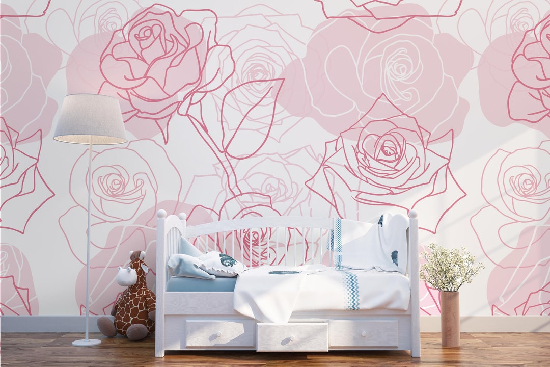3D Floral Wall Art Pink Wallpaper Living Room Wall Decor Etsy