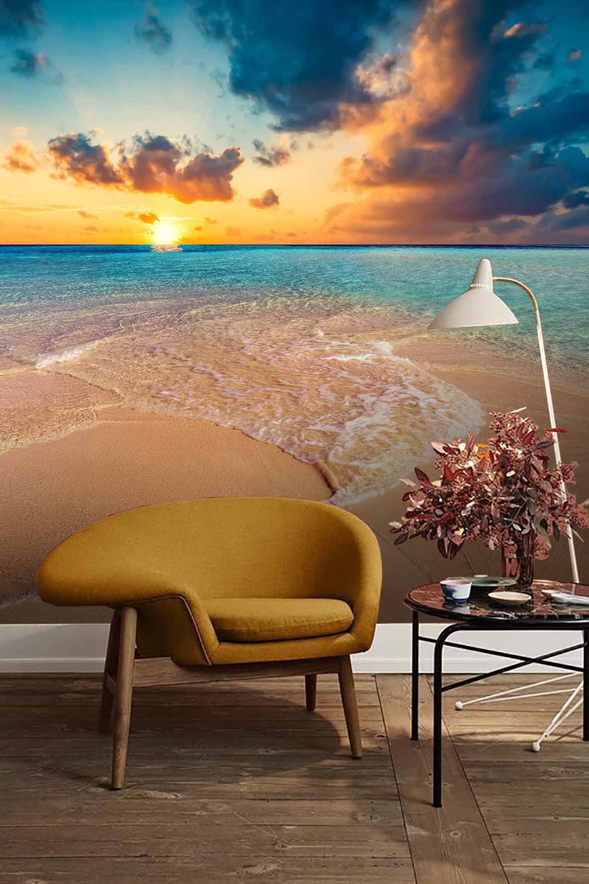 3D Sunset Wall Art Beach Wallpaper Living Room Wall Decor Etsy