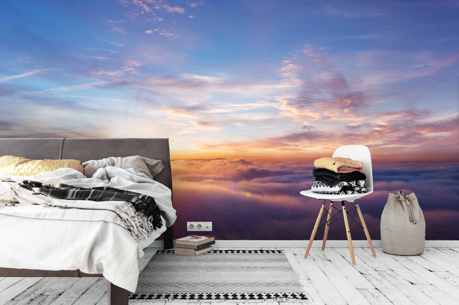 3D Sunset Clouds Sea Wallpaper Mural Peel and Stick Wallpaper | Etsy