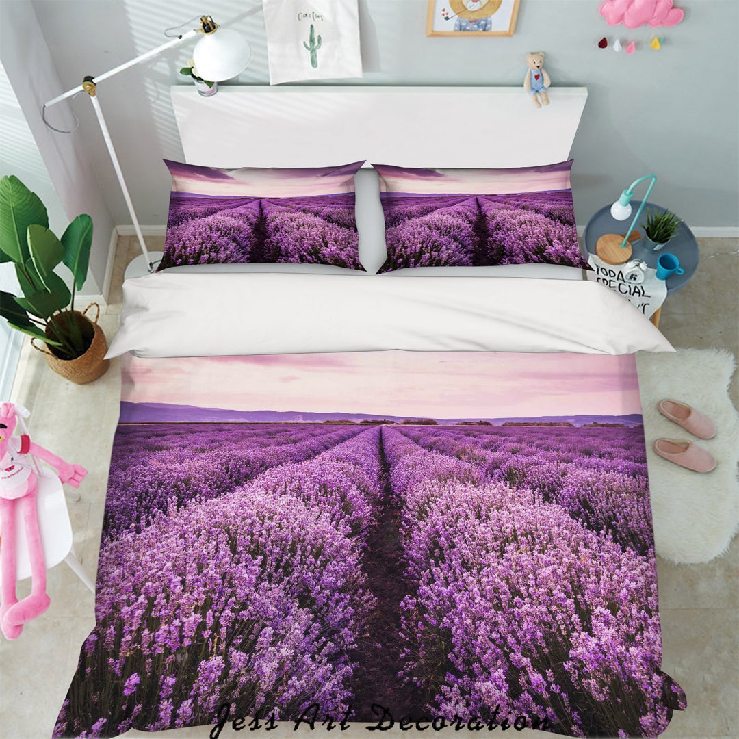 3D Lavender Duvet Covers Set Manor Quilt Cover Floral Etsy