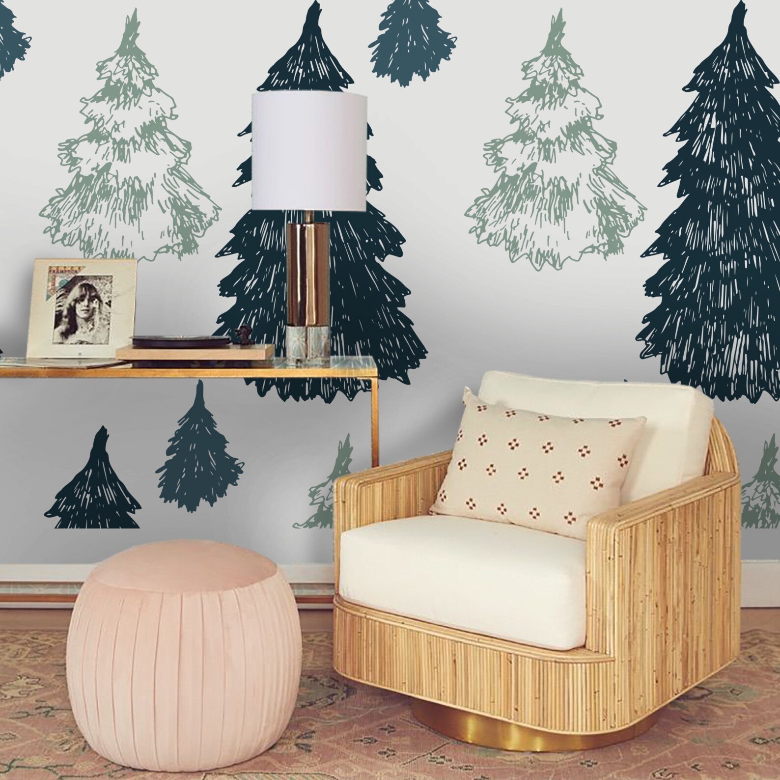 3D Pine Trees Wallpaper Mural Peel and Stick Wallpaper | Etsy