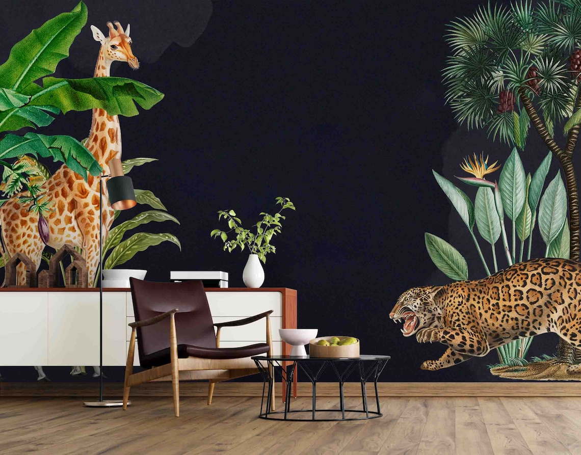 3D Tropical Jungle Tiger Wallpaper Mural Peel and Stick | Etsy